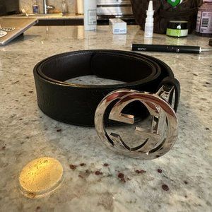 Men's REVERSIBLE BROWN/ BLACK GUCCI SIGNATURE BELT Size 90